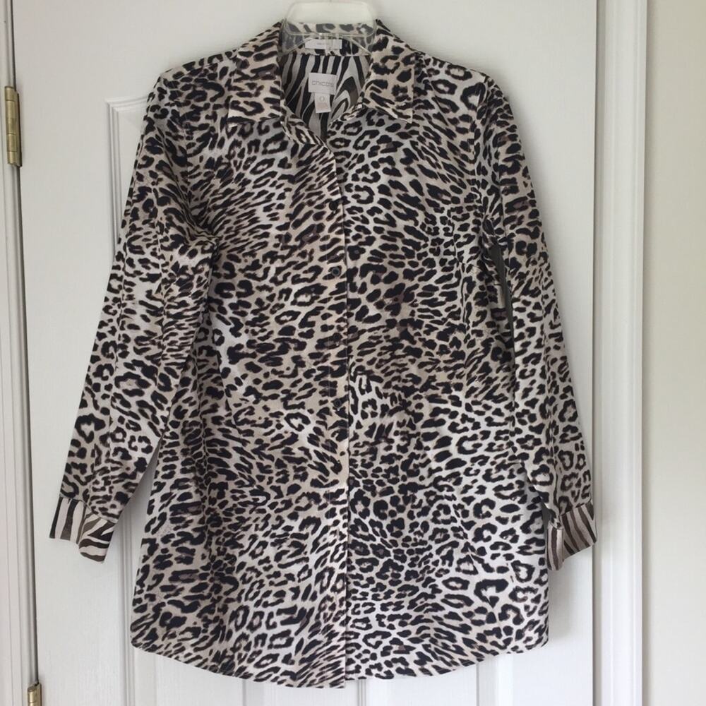 Chico’s Animal Print Blouse Size‎ 4